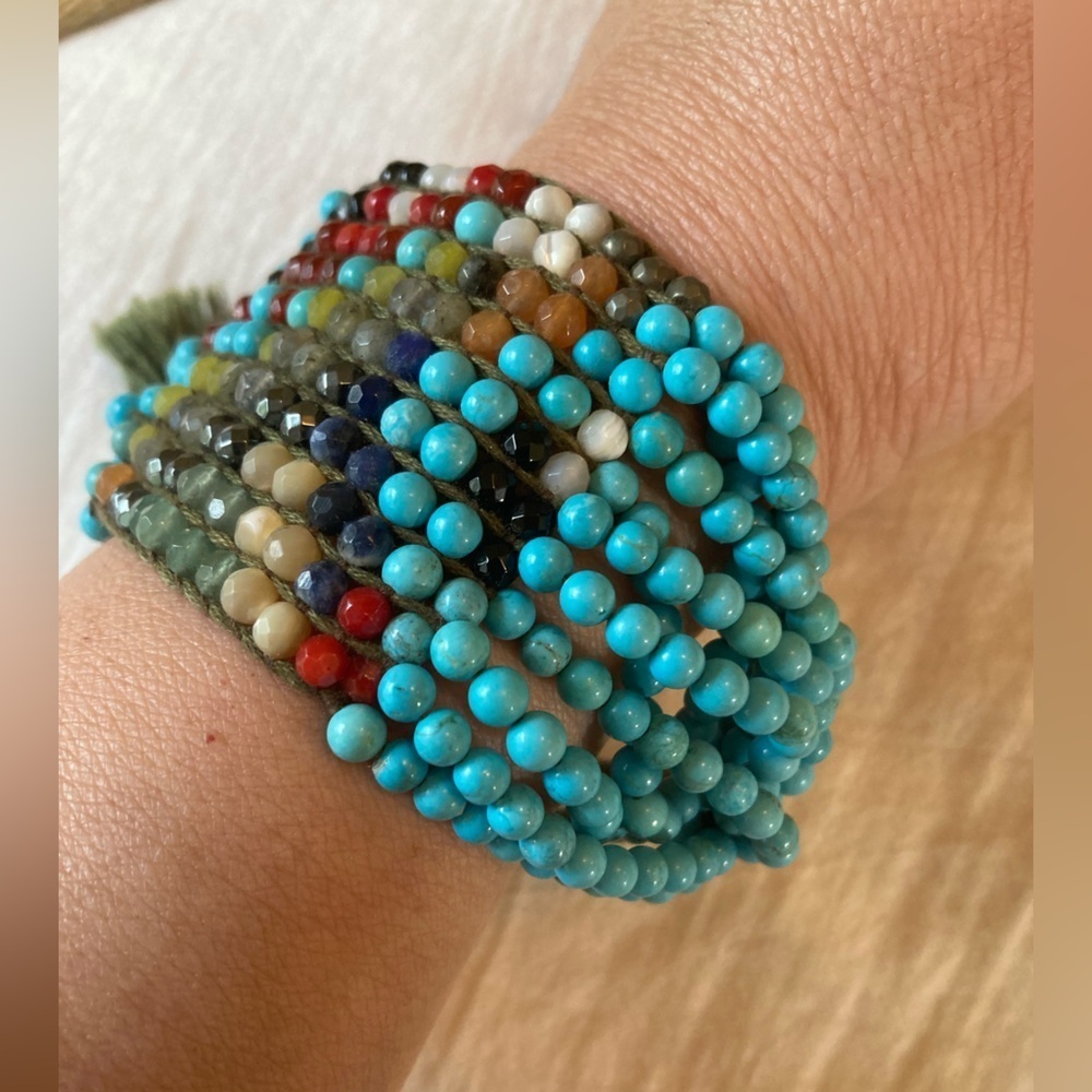 Chan Luu Sterling Silver 925 Turquoise Beads & Multi Colored Agate Bracelet‎ - Picture 4 of 14